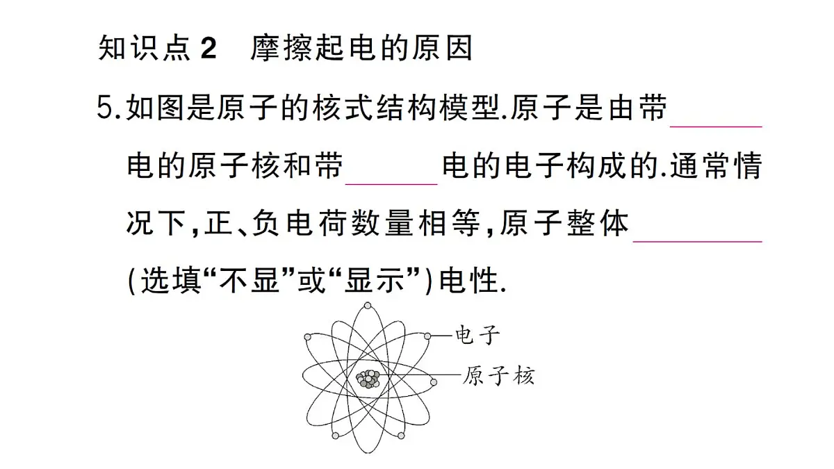 初中物理新人教版九年级全册第十五章第一节 两种电荷作业课件2025秋第6页