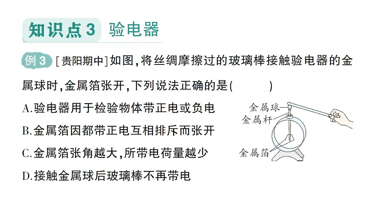 初中物理新人教版九年级全册第十五章第一节 两种电荷作业课件(2025秋季)第6页