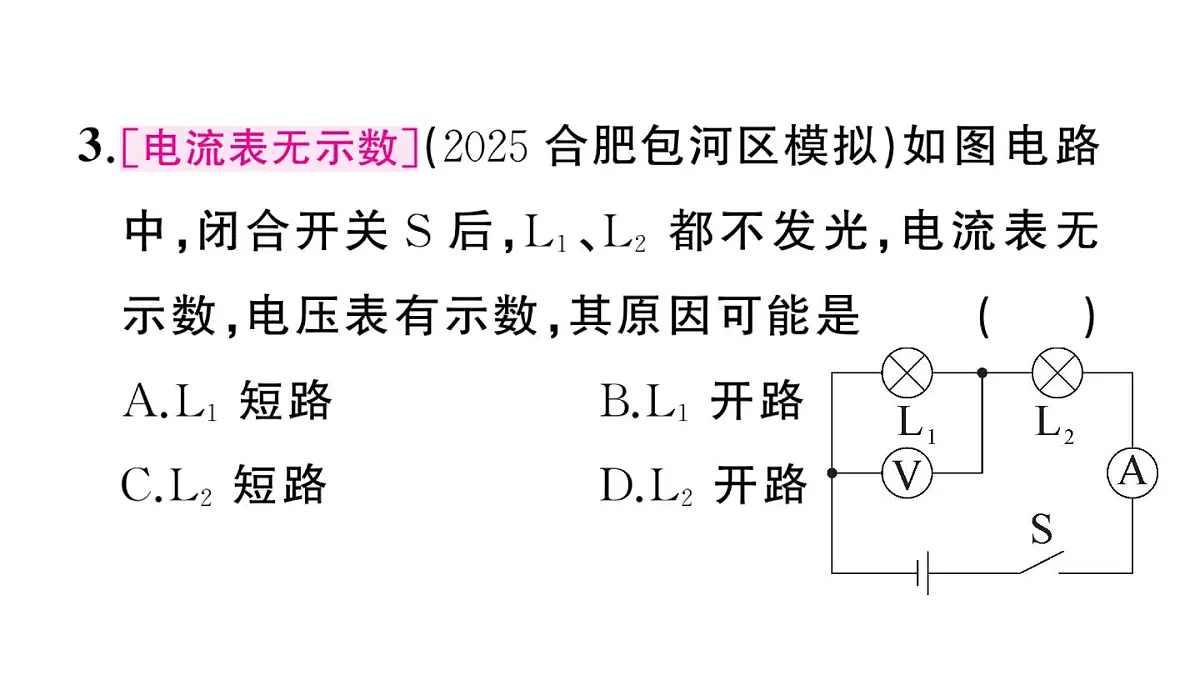 初中物理新沪科版九年级全册第十六章专题八 电路故障分析作业课件2025秋第8页