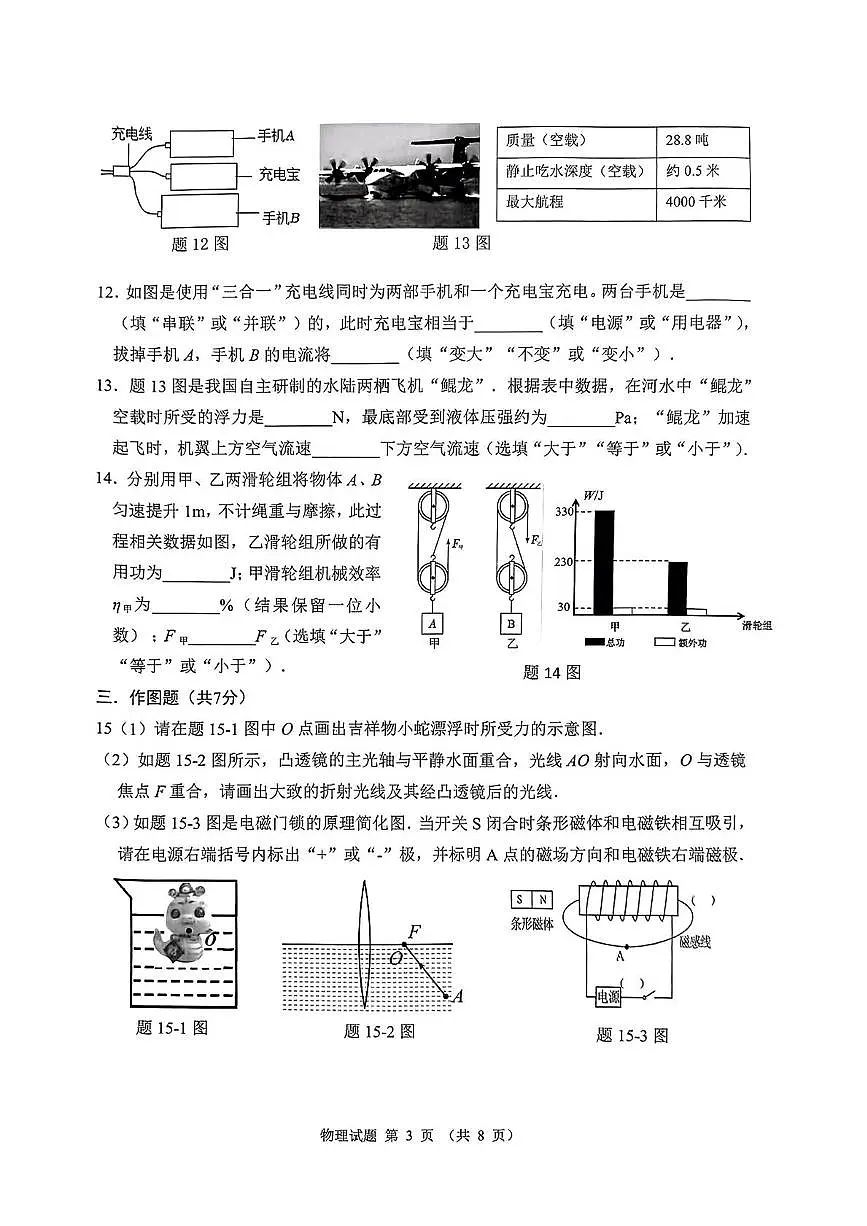 2025年广东省佛山市禅城区初中学业水平模拟测试物理试卷(中考模拟)第3页