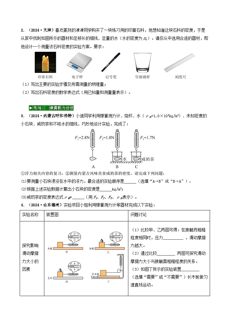 题型02 特殊方法测密度-备战2025年中考物理真题题源解密(全国通用)(原卷版)第2页