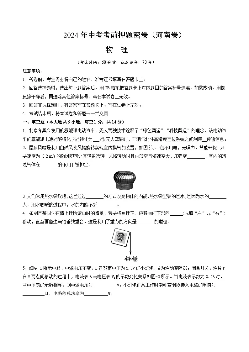 物理(河南卷)(考试版A4)(考试版)第1页