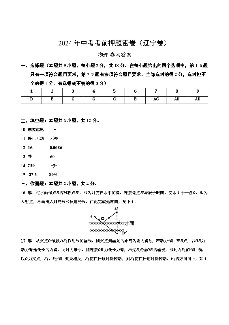 物理(辽宁卷)(参考答案及评分标准)第1页