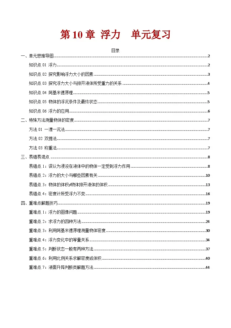 第十章 《浮力》单元复习(含答案解析)第1页