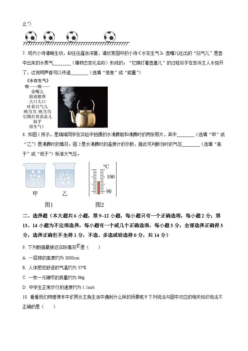 江西省宜春市高安市2024-2025学年八年级上学期期末考试物理试题(原卷版+解析版)第2页