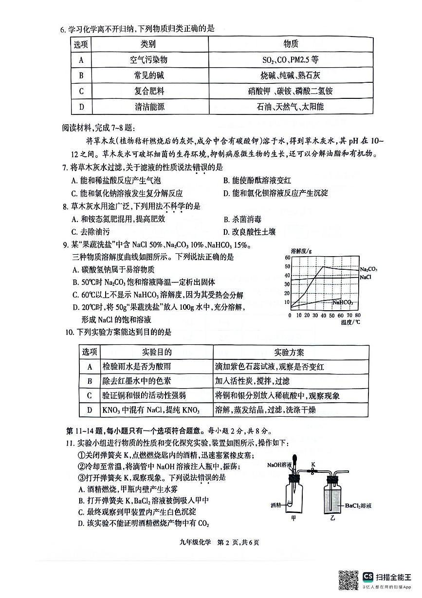 2025年江苏省泰州市靖江市二模物理•化学试题(中考模拟)第2页