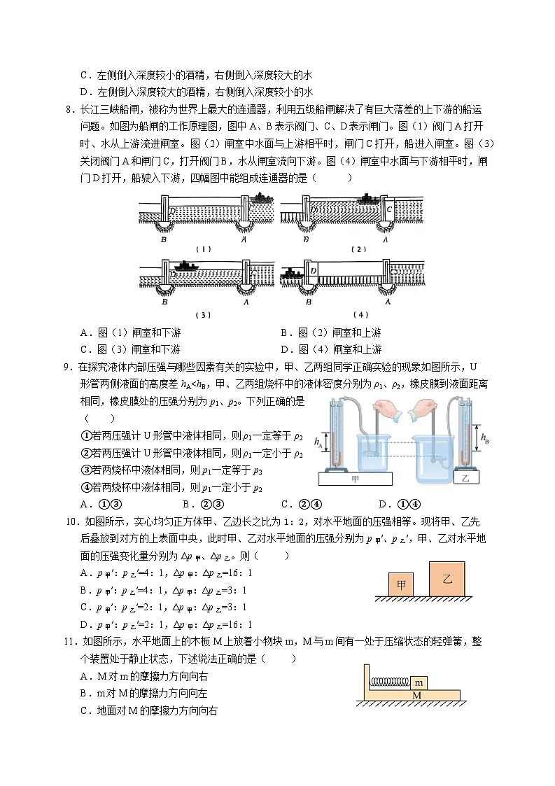 江苏省苏州市高新区实验初级中学2024-2025学年八年级下学期5月月考物理试卷(含答案)第2页