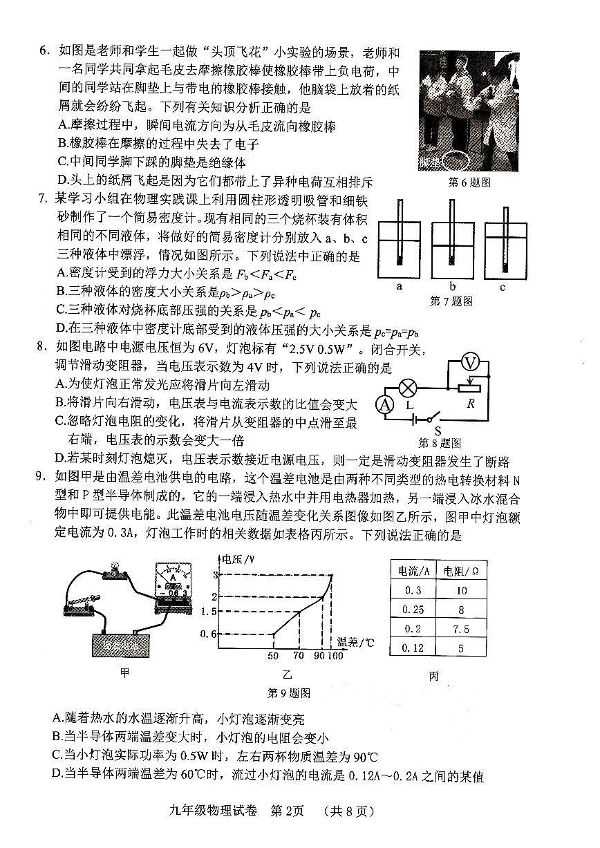 辽宁省本溪市2025年初中学业水平考试第一次模拟考试物理试卷(PDF,含答案)第2页