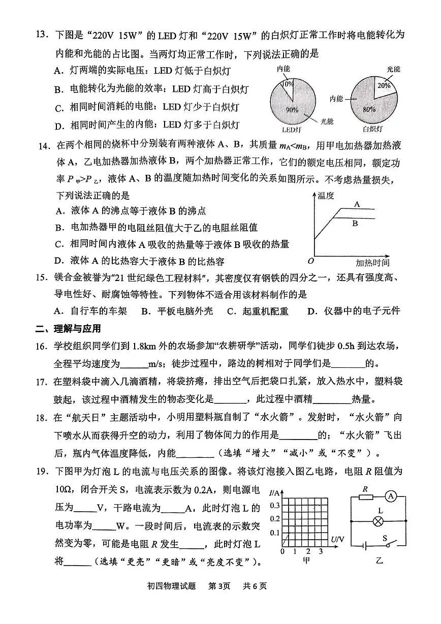 2025年山东省淄博市淄川区中考二模物理试卷(中考模拟)第3页