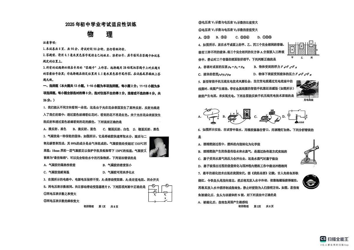 2025年山东威海临港区中考模拟考试初四物理试题试题 物理模拟试题第1页