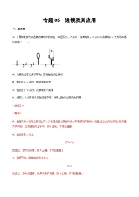 2025年中考物理专题复习讲义专题05 透镜及其应用（习题精选练习）（解析版）
