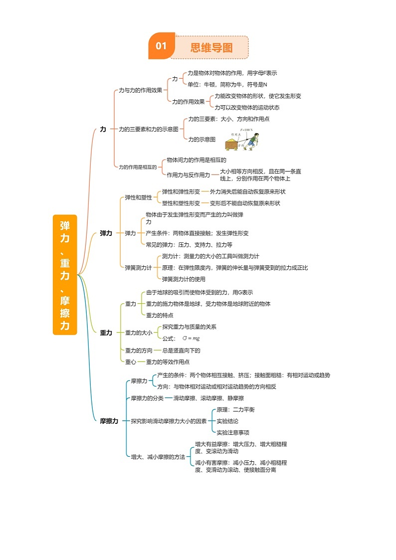 2025年中考物理专项复习讲义专题08 弹力、重力、摩擦力(4大模块知识清单+5个易混易错+5种方法技巧+典例真题精析)(原卷版)第2页