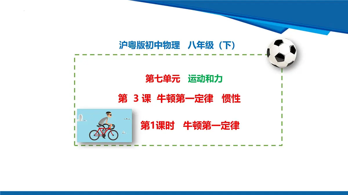 2025年春沪粤版物理八年级下册教学课件 7.3 牛顿第一定律 惯性 第一课时 牛顿第一定律第1页