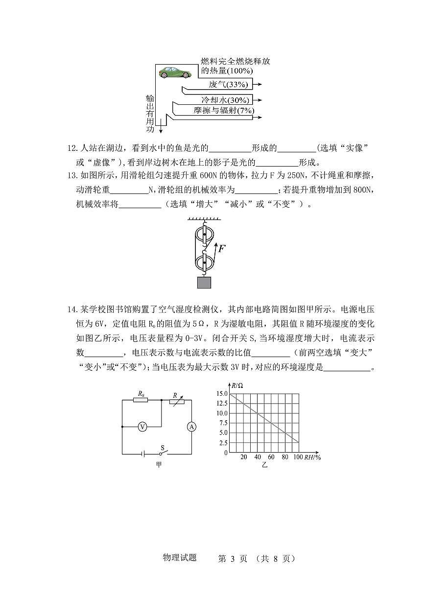 2025年惠阳区初中毕业生学业水平测试(二)物理试题第3页