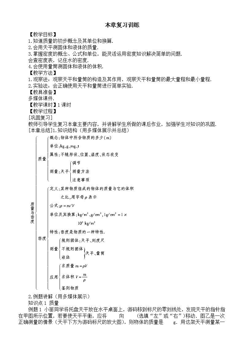 初中物理新教科版八年级上册第六章本章复习训练教案2025秋第1页