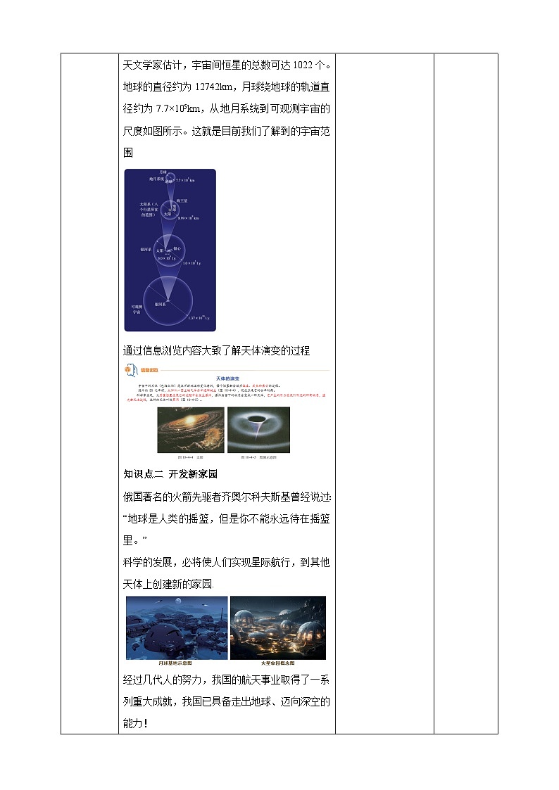 10.4 浩瀚的宇宙 教学设计(表格式) 第3页