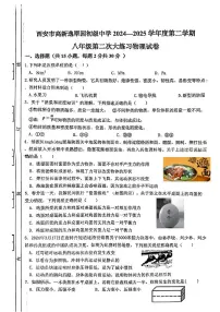 陕西省西安市高新逸翠园初级中学2024一2025学年八年级下学期第二次月考物理试题