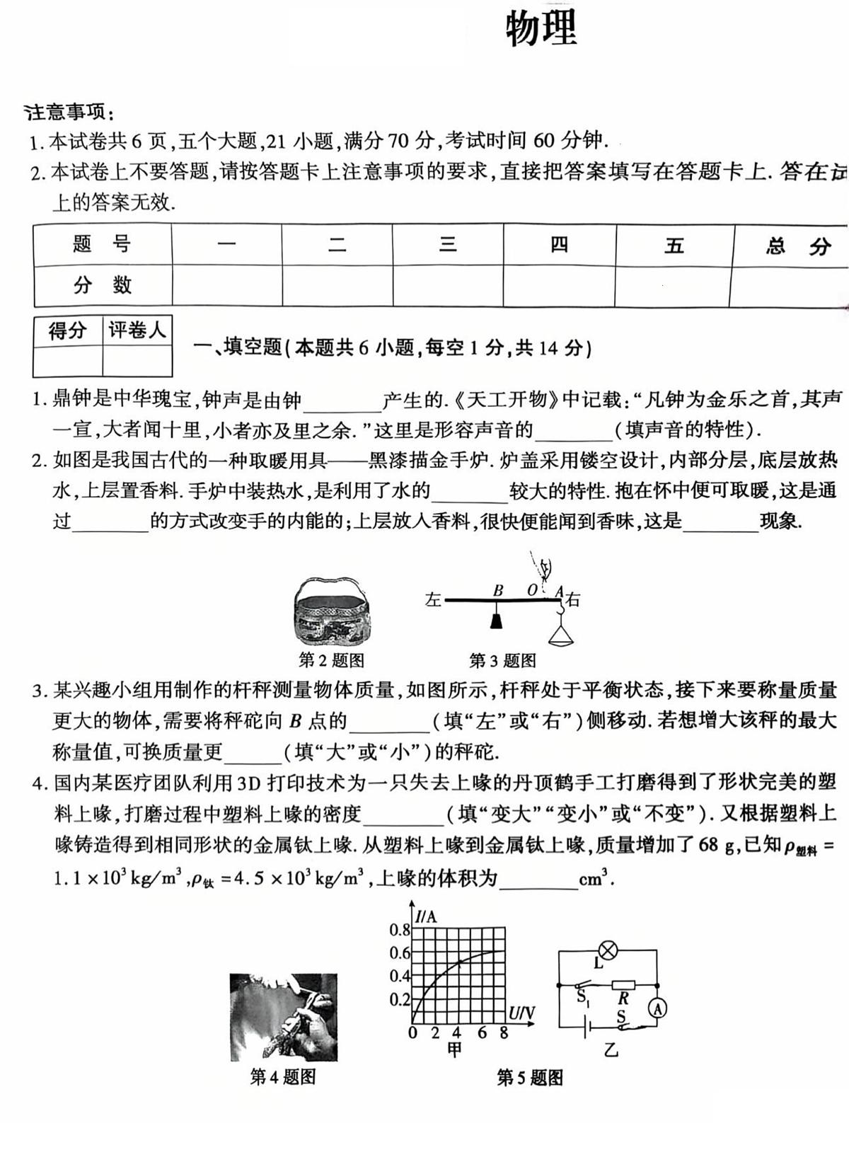 2025年河南省周口市扶沟县部分私立中学三模物理试题(无答案)第1页