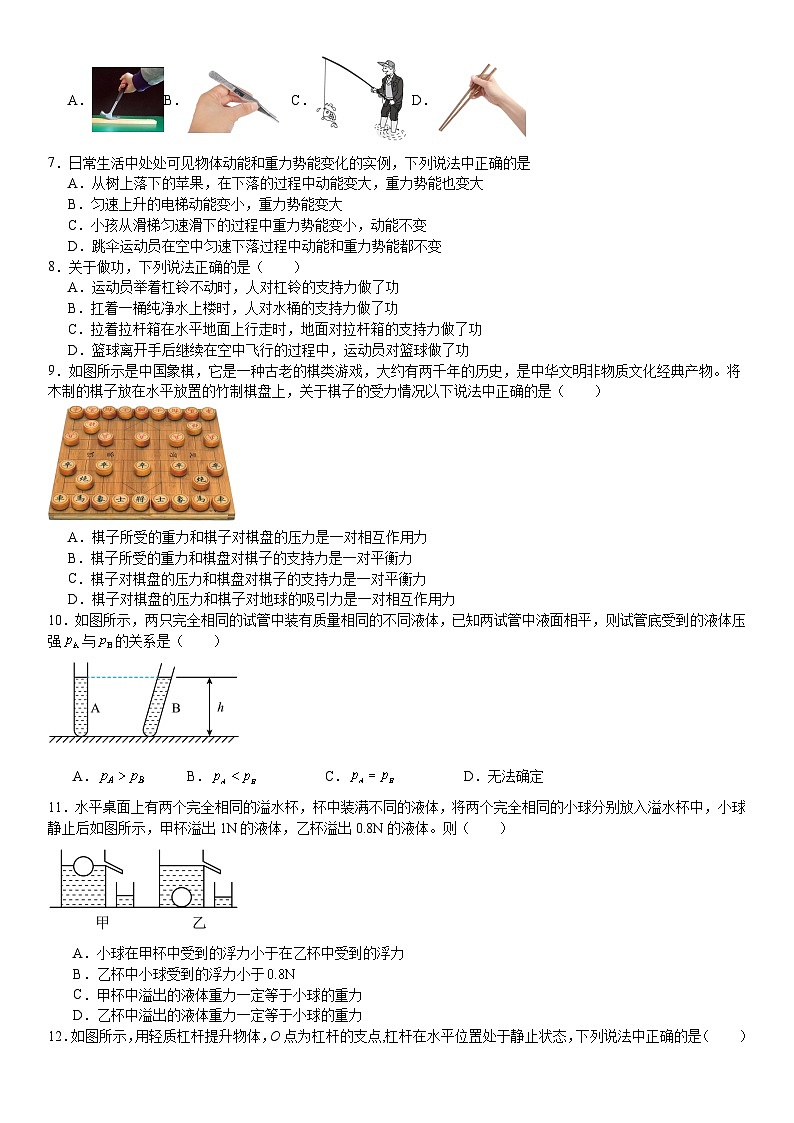 北京市东城区2024-2025学年八年级下学期期末 物理模拟练习卷第2页