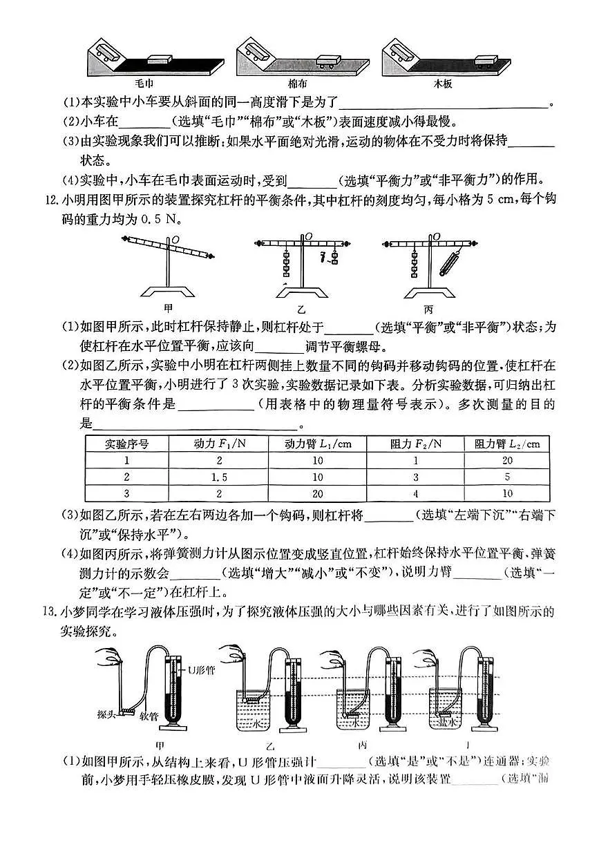 山西省晋城市高平市部分学校2024-2025学年第二学期期末八年级物理试卷 八年级物理试卷(沪粤版)第3页
