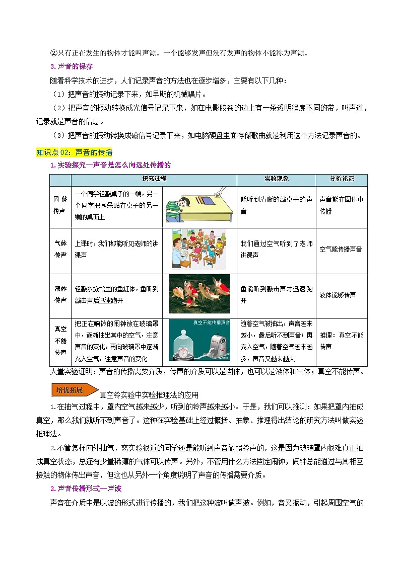 专题05 声音的产生与传播(知识梳理+9个考点讲练+中考真题演练+过关培优检测 共47题)原卷版第3页