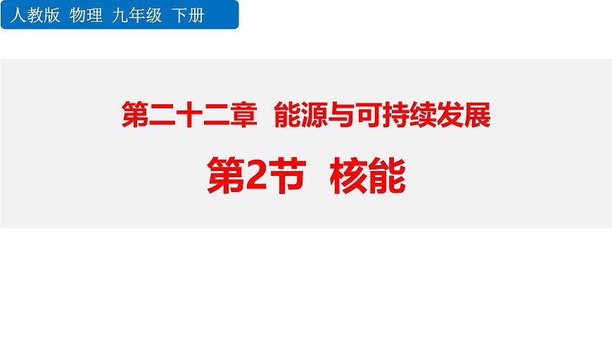 人教版九年級物理下冊22.2核能課件第1頁