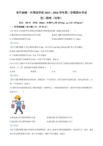 2024年青竹湖湘一外国语学校八年级下册期末物理试卷参考答案