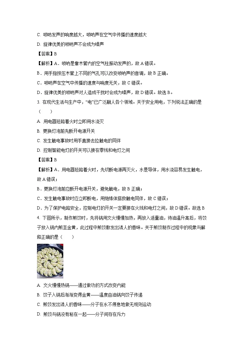 2025年河北省秦皇岛市抚宁区中考二模物理试卷(解析版)第2页
