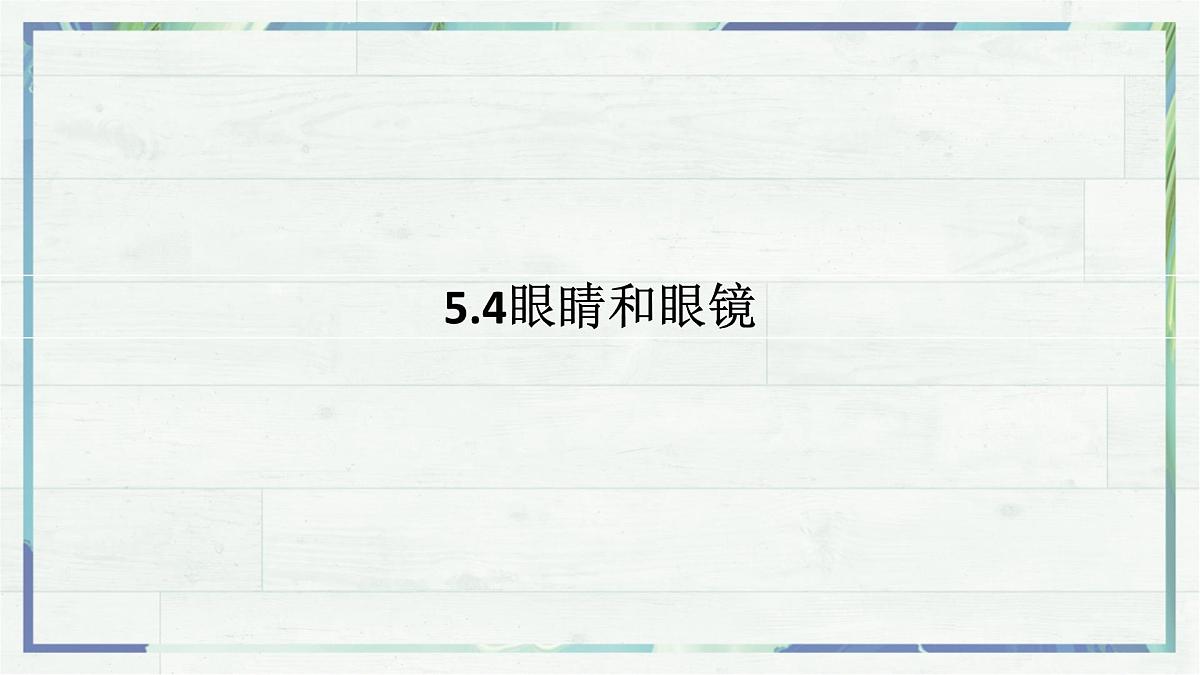 人教版物理(2024)八年级上册 5.4 眼睛和眼镜 课件 初中第1页
