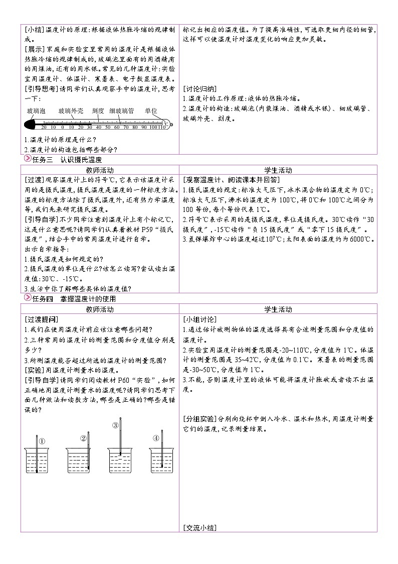 人教版(2024)物理八年级上册 3.1 温度(表格式教案)第2页
