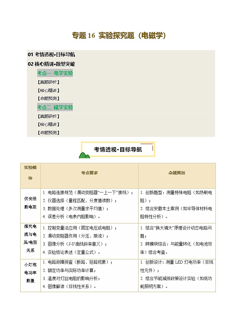 2025安徽中考物理重点题型 专题16 实验探究题(电磁学)(讲练合一)第1页
