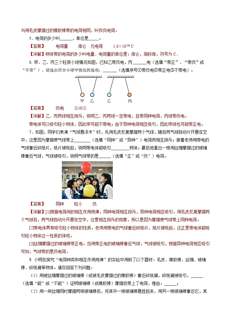 第一节 静电现象 (培优考点练)(解析版)第3页