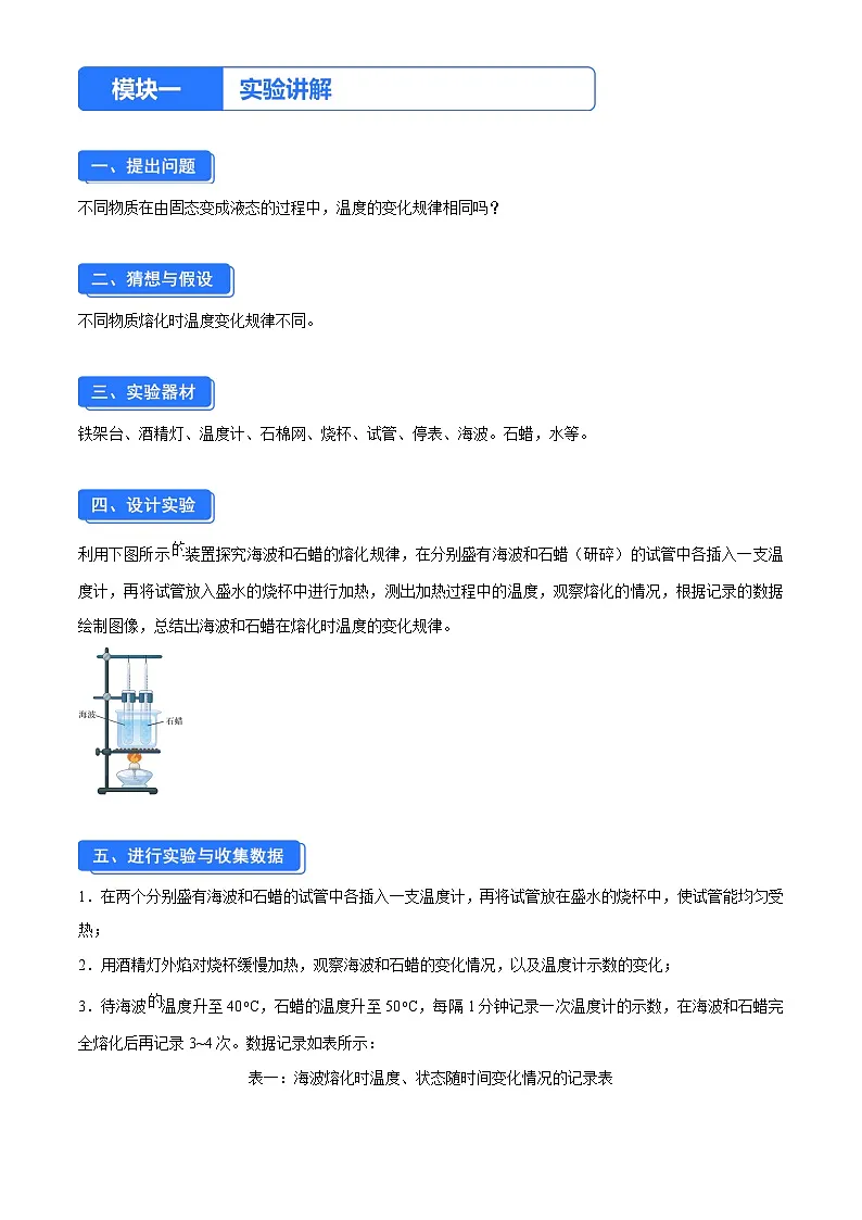 实验一 探究固体熔化时温度的变化规律(原卷版)第1页