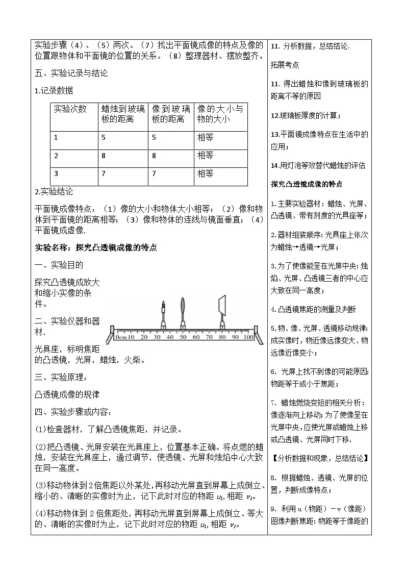 中考物理实验专题复习导学案-----光学实验第2页