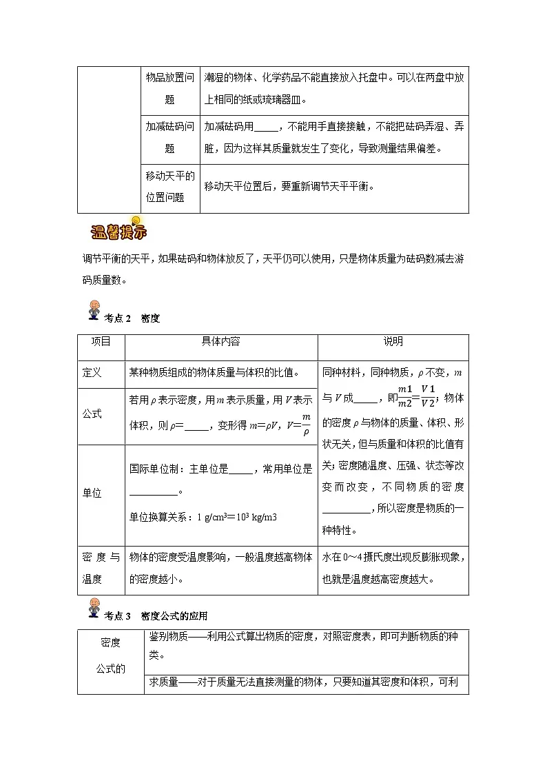 专题07: 质量与密度(原卷版)-备战2024年中考物理精选考点专练(知识清单+基础+拔高)第2页