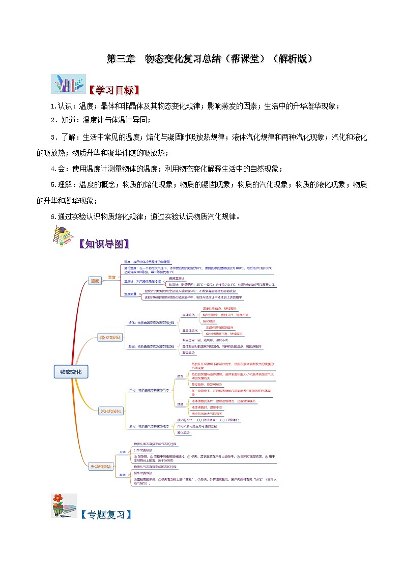 第三章  物態(tài)變化復(fù)習(xí)總結(jié)（解析版）第1頁(yè)