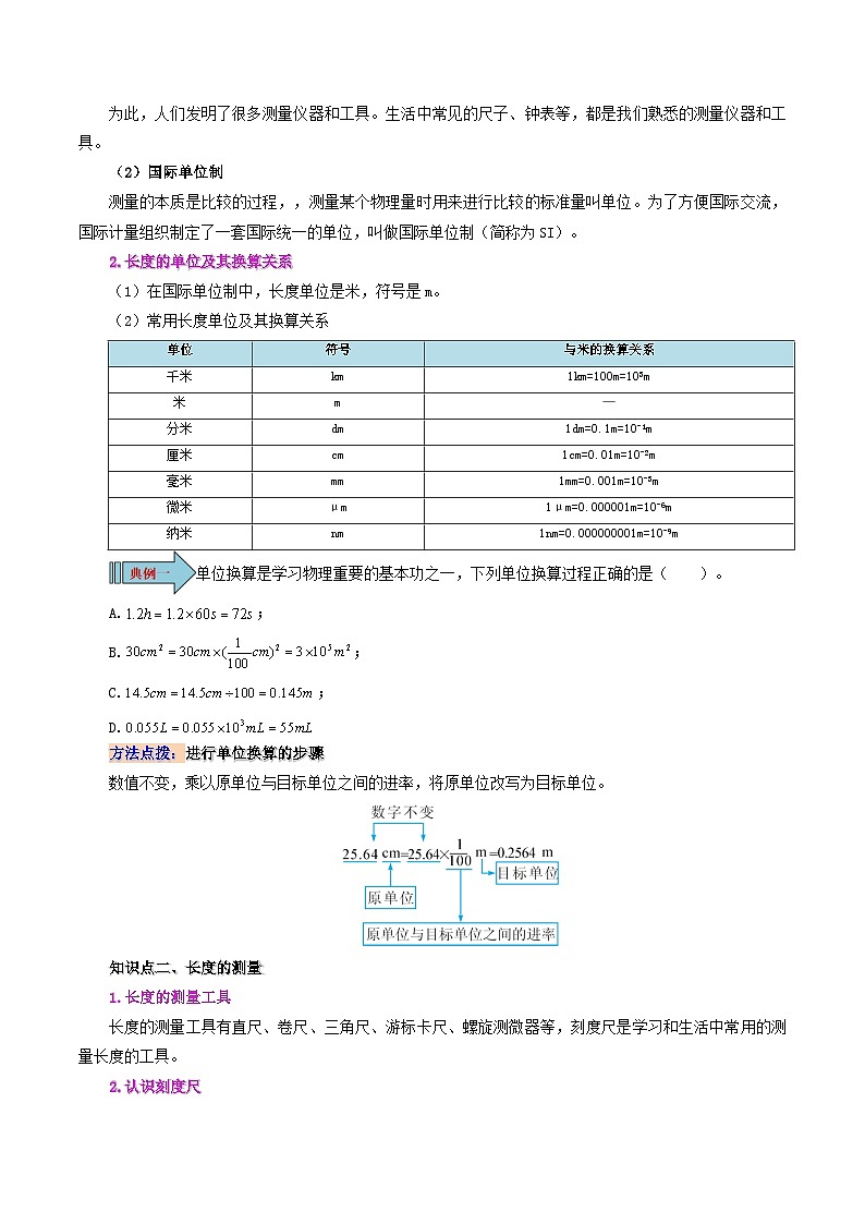 課時(shí)1.1  長(zhǎng)度和時(shí)間的測(cè)量（原卷版）第2頁(yè)