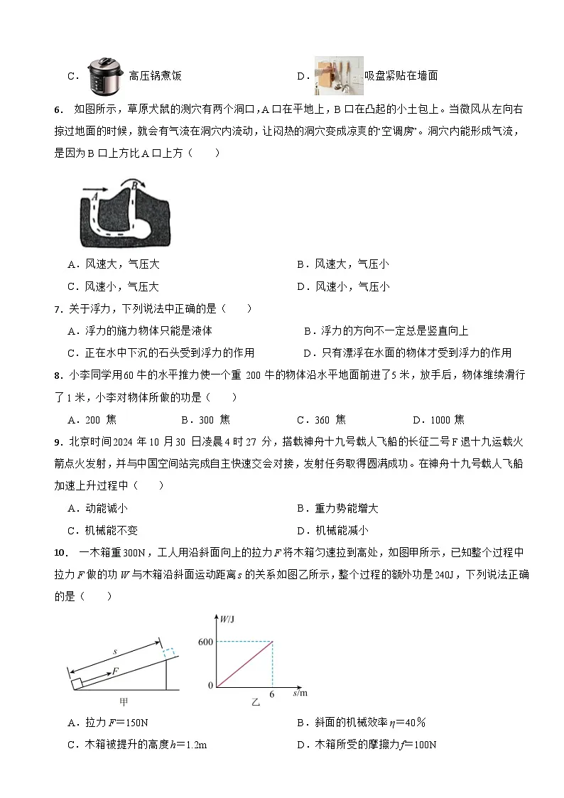 湖南省长沙市长沙县2024-2025学年八年级下学期6月期末考试物理试卷第2页