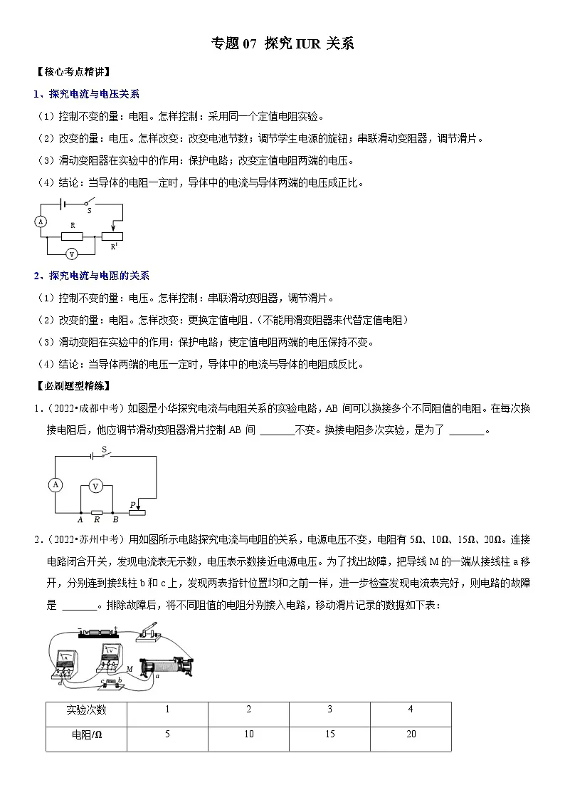 专题07 探究IUR关系(原卷版)第1页