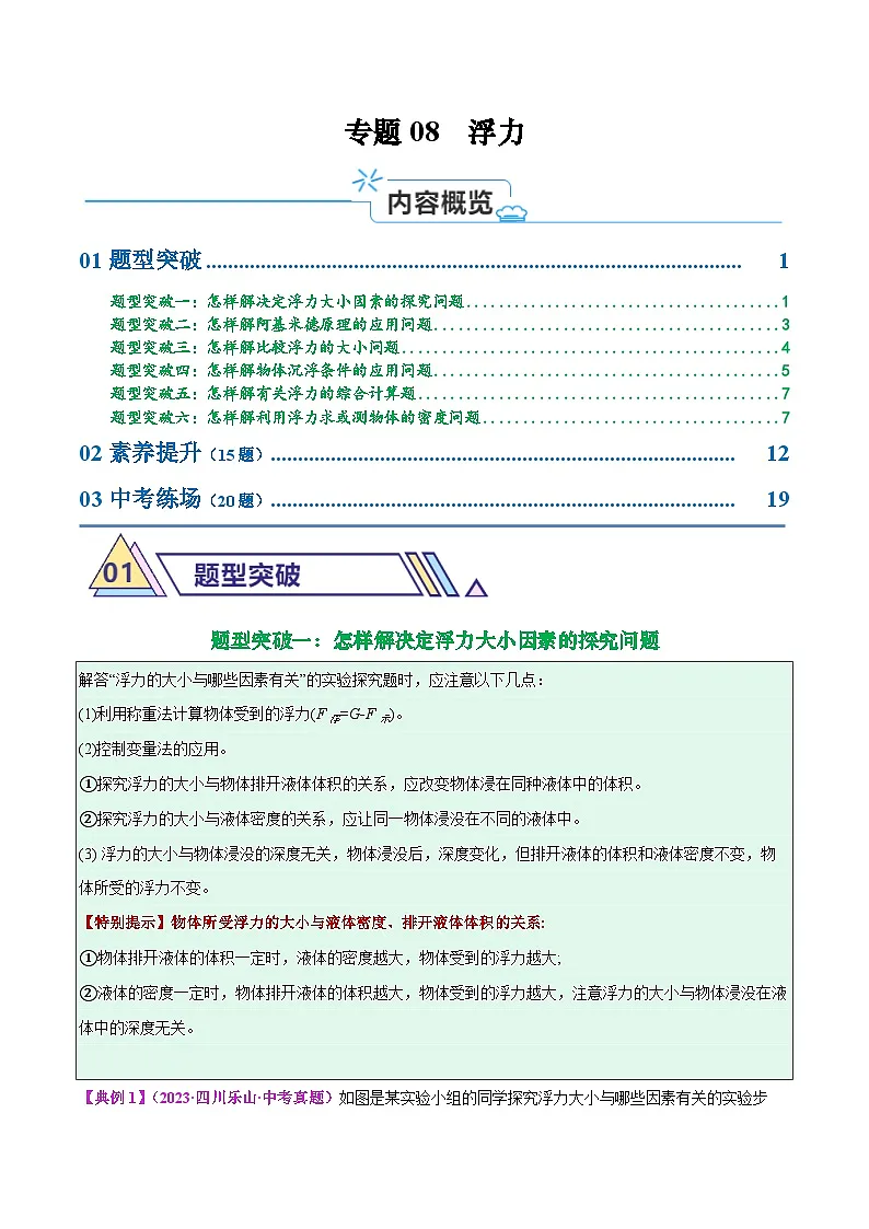 专题08 浮力(原卷版)第1页