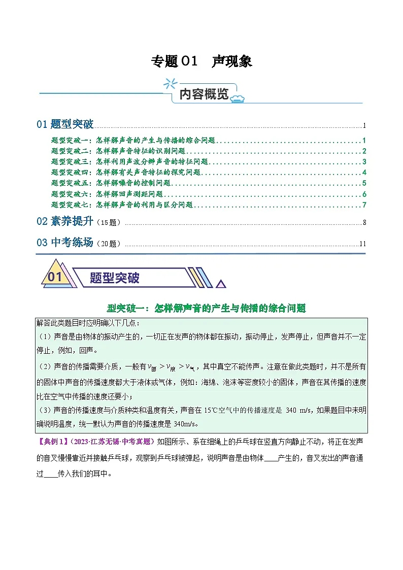 专题01 声现象(原卷版)第1页