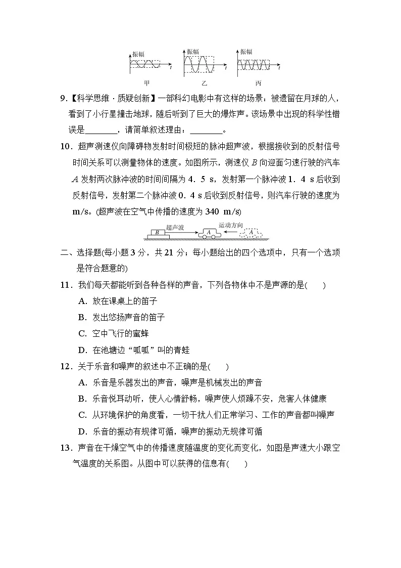 2024-2025学年八年级物理上册 第二章 单元测试卷(沪科安徽版)第3页
