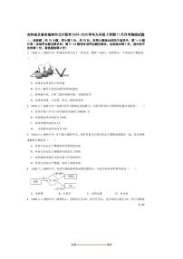 2024～2025学年吉林省长春市榆树市北片联考(月考)九年级上11月月考物理试卷