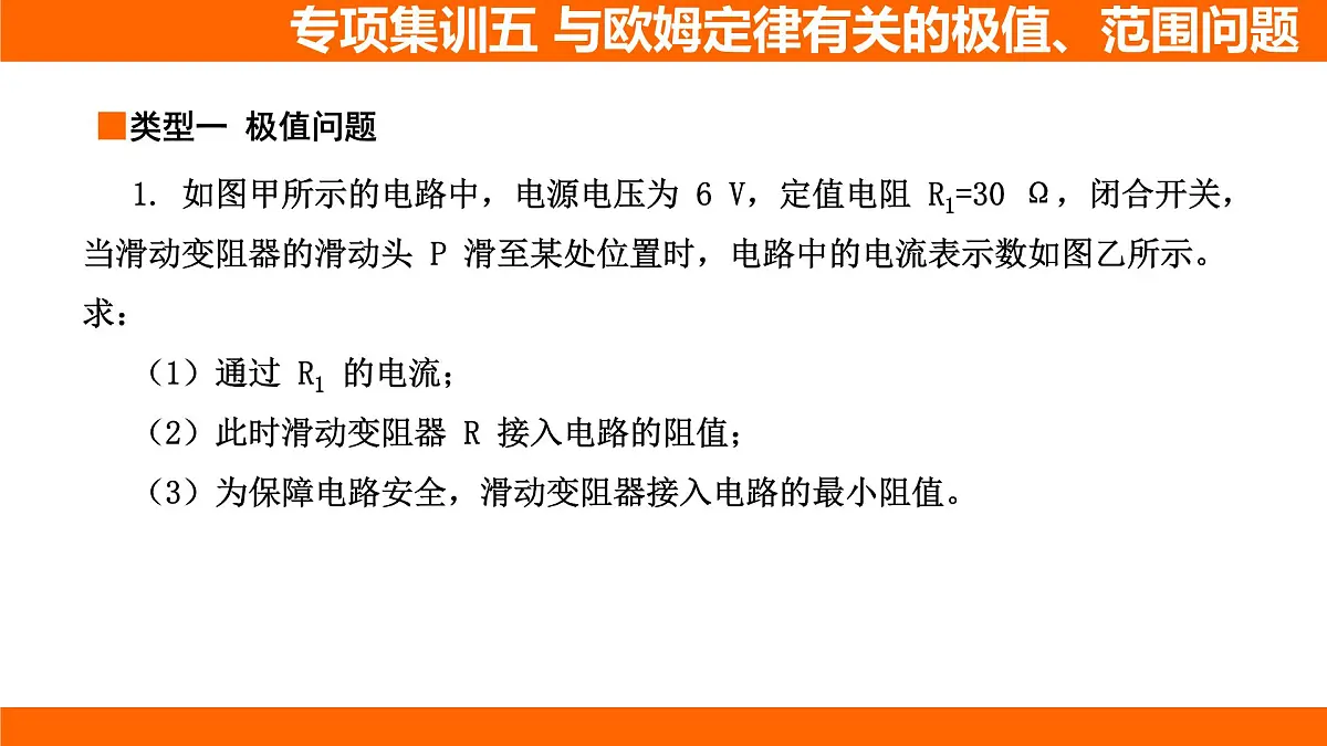 2025-2026学年度北师大版物理九年级上册第一十二章 欧姆定律 专项集训 与欧姆定律有关的极值、范围问题 课件 (含答案解析)第3页