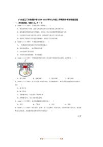 2024～2025学年广东省江门市怡福中学九年级上期中物理试卷