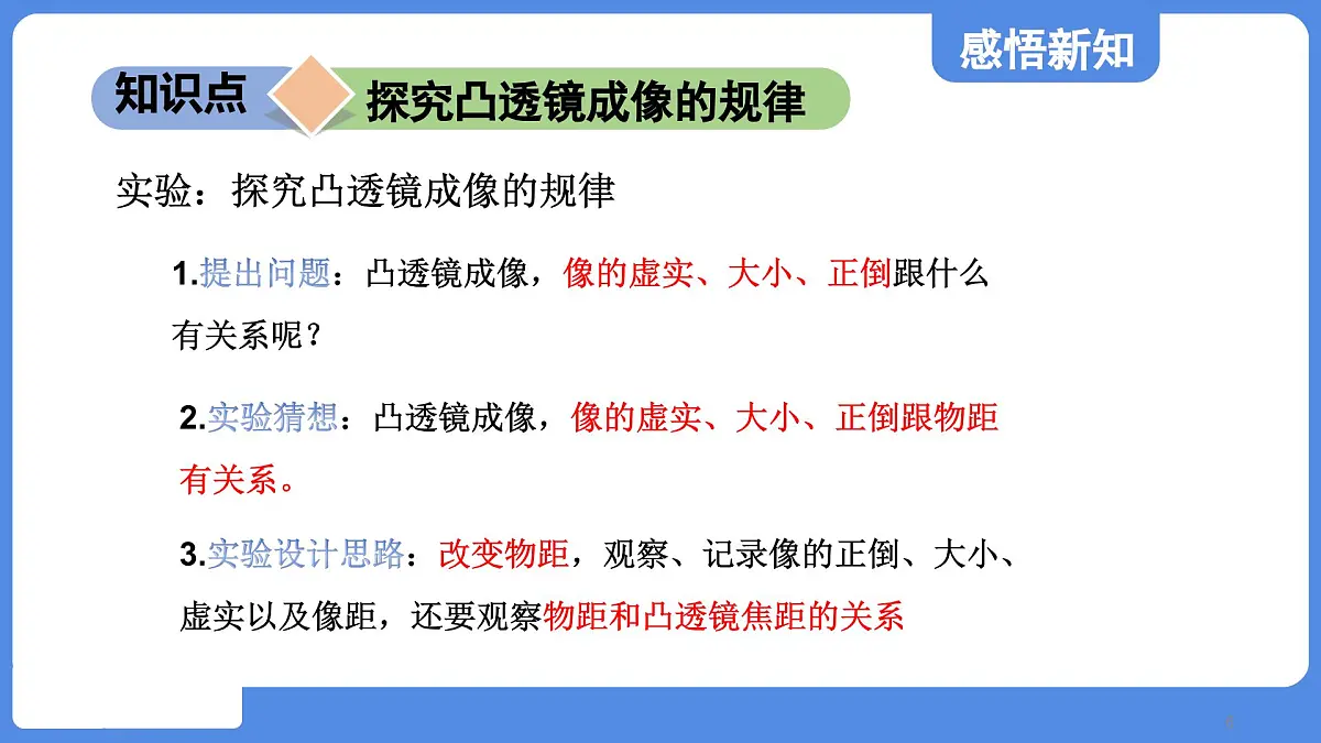 苏科版八年级物理上册 第三章 第三节 凸透镜成像的规律(学习、上课课件)第6页