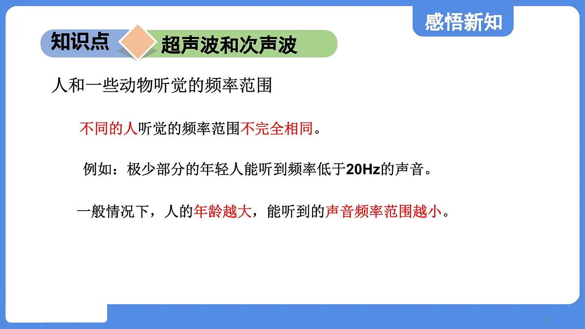 苏科版八年级物理上册 第一章 第四节 人耳听不到的声音(学习、上课课件)第6页