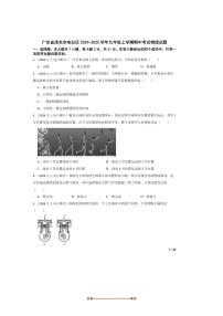 2024～2025学年广东省茂名市电白区九年级上期中物理试卷