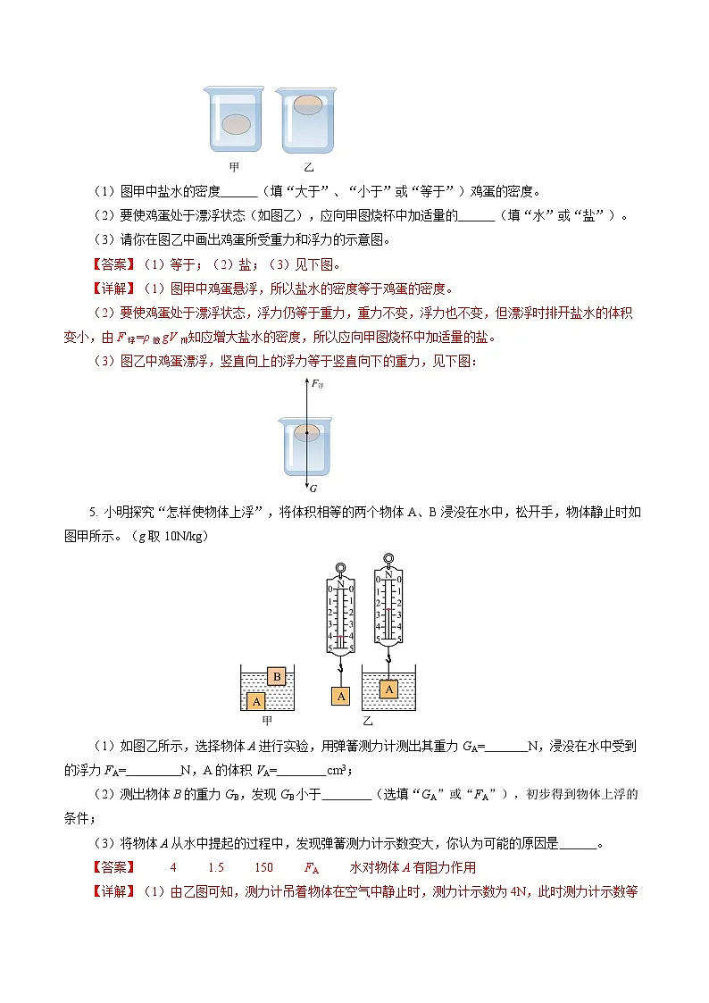 9.5 物体的浮与沉(分层作业)【解析版】第2页