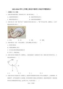 2025-2026学年上学期上海初中物理九年级开学模拟卷3含答案